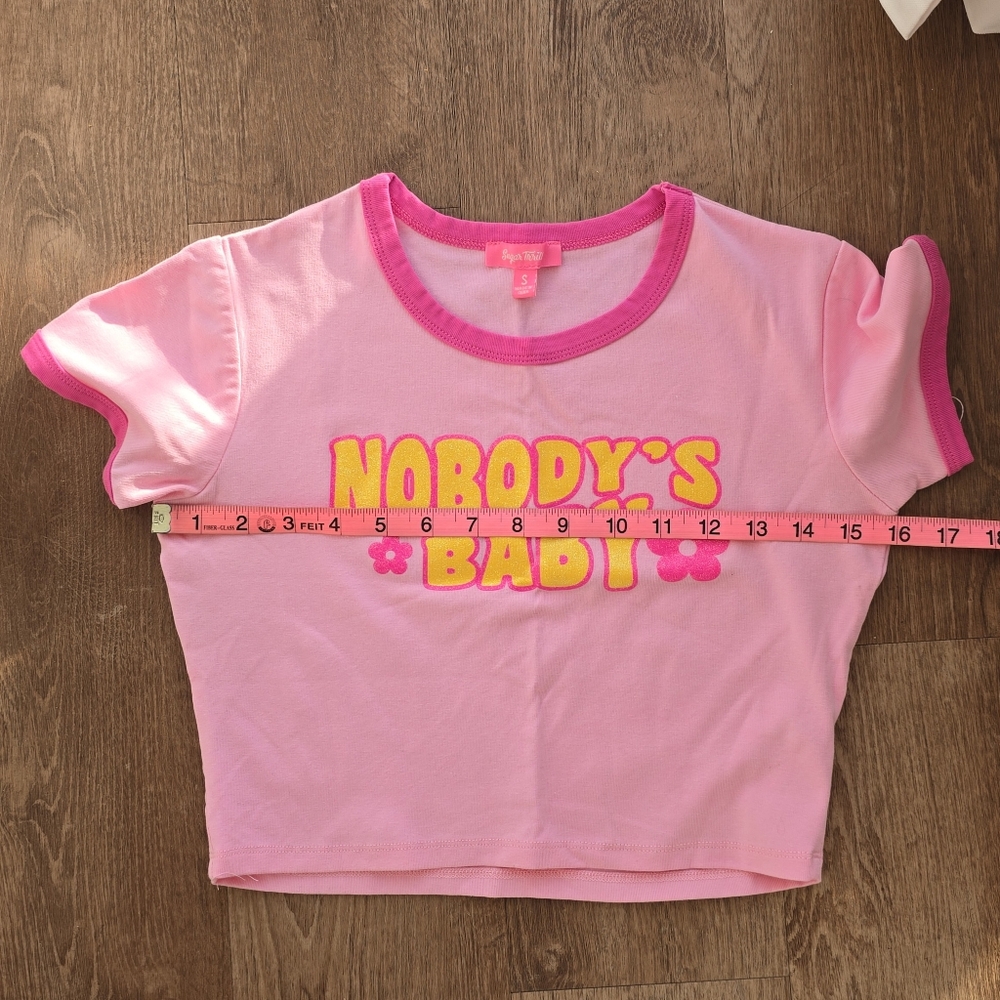Sugar Thrillz Nobody's Baby Be Specific Cropped Printed Ringer Tee Dolls Kill - Picture 9 of 10